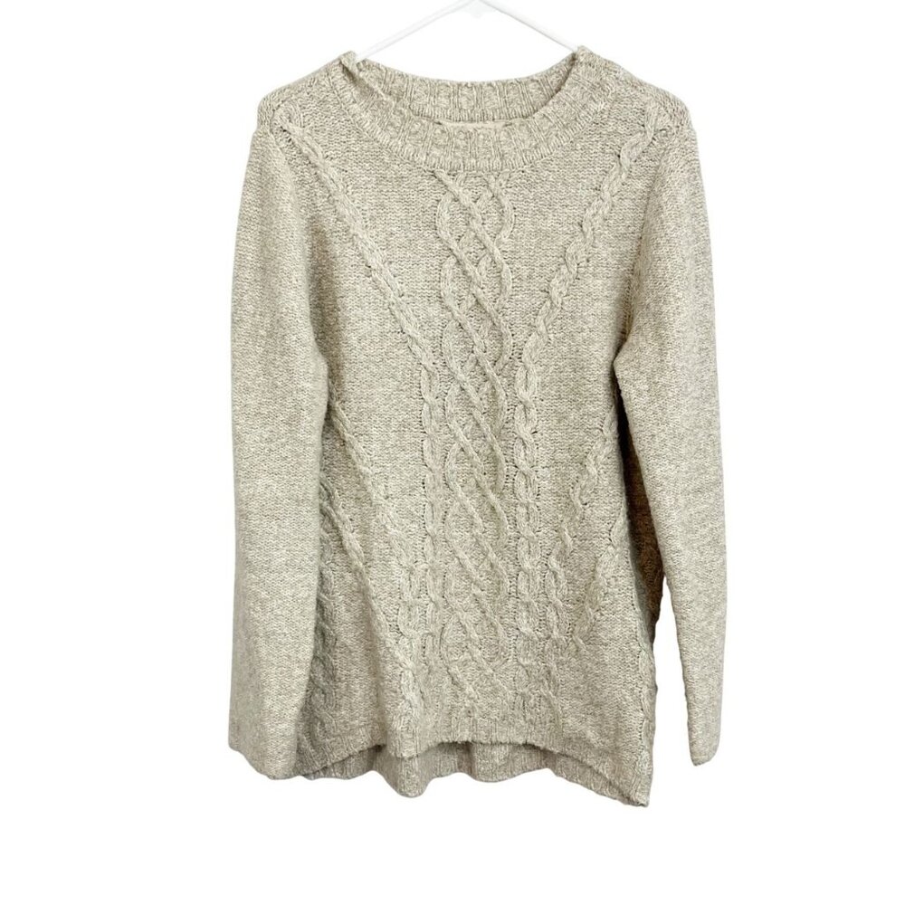 Soft Surroundings Beige Cable Knit Pullover‎ Sweater Crewneck - Size Medium
